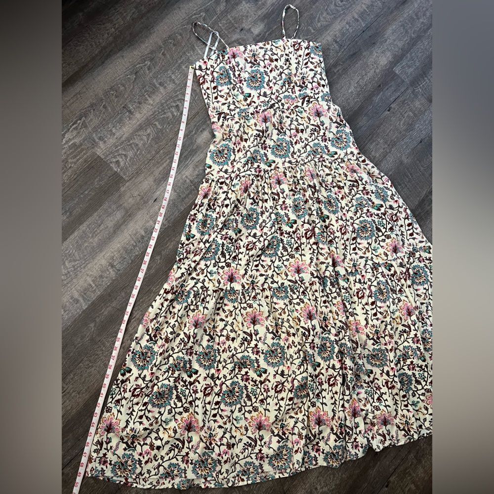 NWT RAGA Deema Tiered Cream Floral Maxi Dress with Pink & Blue Accents Medium - Picture 7 of 11